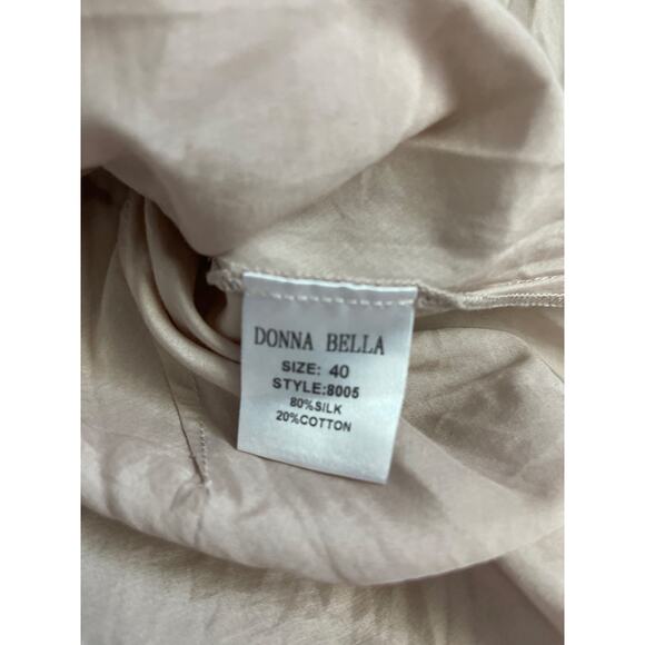 Donna Bella Italy Silk Romantic Ruffled Neckline Dusty Rose Size Small - Picture 10 of 10